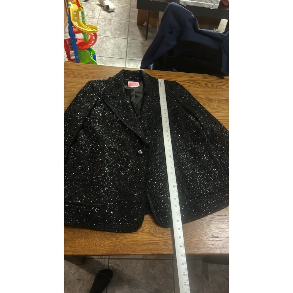 Kate Spade Blazer Jacket Tinsel Metallic Sequel Tweed Black Sz 14 Designers‎ - Picture 9 of 15